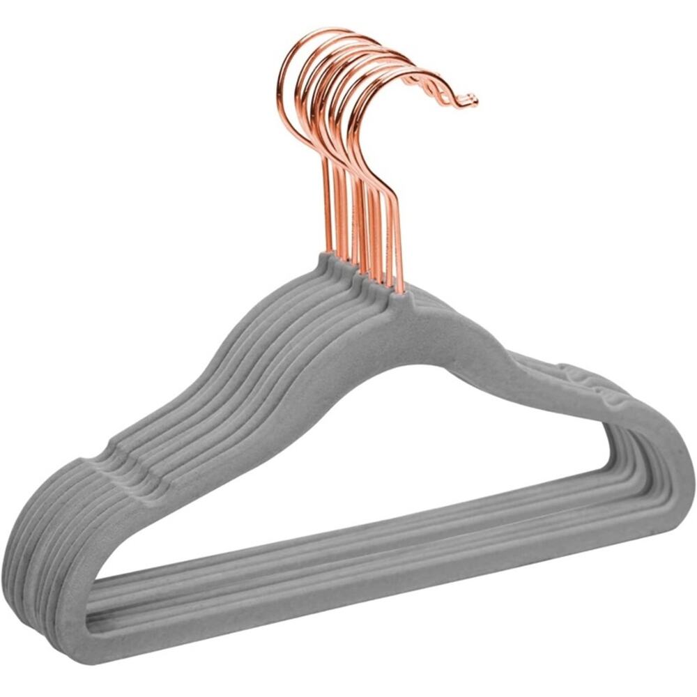 MIZGI Premium Kids Velvet Hangers (Pack of 50) with Copper/Rose Gold Hooks,